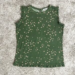 Green & Yellow Floral Sleeveless Top